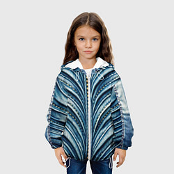 Куртка с капюшоном детская Вышивка линий на джинсах, цвет: 3D-белый — фото 2