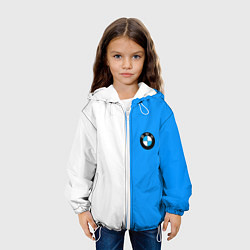 Куртка с капюшоном детская BMW sport blue white, цвет: 3D-белый — фото 2
