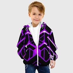 Куртка с капюшоном детская Фиолетовые линии на чёрном фоне, цвет: 3D-белый — фото 2