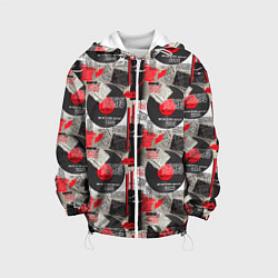 Куртка с капюшоном детская Абстрактный коллаж, цвет: 3D-белый