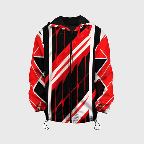 Детская куртка Red and white lines on a black background / 3D-Черный – фото 1