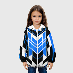 Куртка с капюшоном детская Blue and black stripes on a white background, цвет: 3D-белый — фото 2