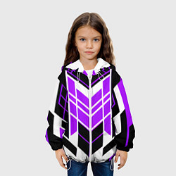 Куртка с капюшоном детская Purple and black stripes on a white background, цвет: 3D-белый — фото 2