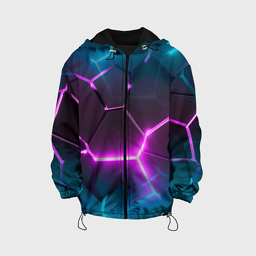 Детская куртка Голубые и розовые неоновые плиты в разломе / 3D-Черный – фото 1