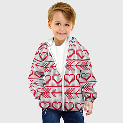 Куртка с капюшоном детская Сердца и стрелы в вязанном стиле, цвет: 3D-белый — фото 2