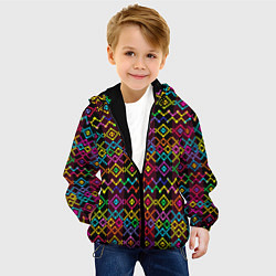 Куртка с капюшоном детская Этнический геометрический узор, цвет: 3D-черный — фото 2
