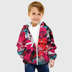 Куртка с капюшоном детская Красное граффити, цвет: 3D-белый — фото 2