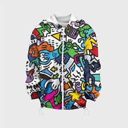 Куртка с капюшоном детская Странные разноцветные человечки, цвет: 3D-белый