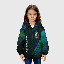 Куртка с капюшоном детская AC Milan glitch blue, цвет: 3D-черный — фото 2
