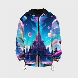 Куртка с капюшоном детская Сказочный город - пейзаж, цвет: 3D-черный