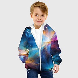 Куртка с капюшоном детская Космический пейзаж - галактики, цвет: 3D-белый — фото 2
