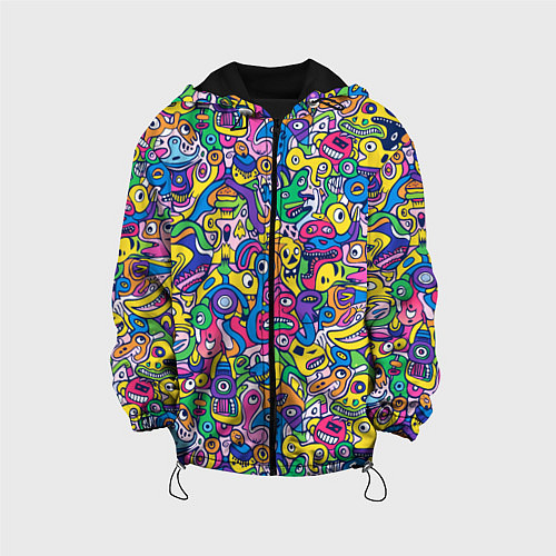 Детская куртка Рожицы разноцветные / 3D-Черный – фото 1