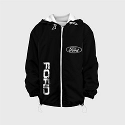 Куртка с капюшоном детская Ford logo white steel, цвет: 3D-белый