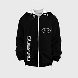 Куртка с капюшоном детская Subaru logo white, цвет: 3D-белый