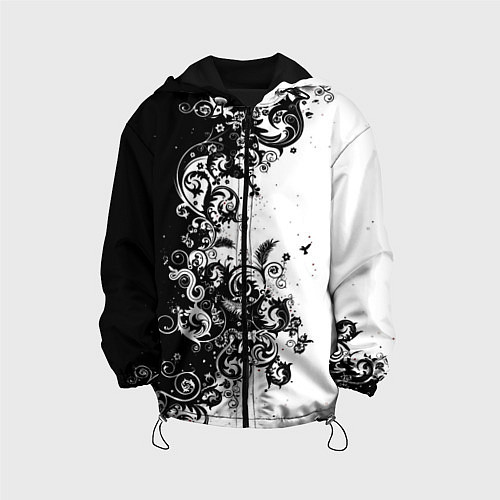 Детская куртка Чёрно белый стильный узор / 3D-Черный – фото 1