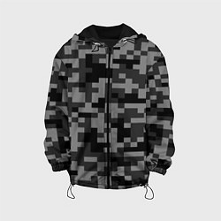 Куртка с капюшоном детская Камуфляжные пиксели блэк, цвет: 3D-черный