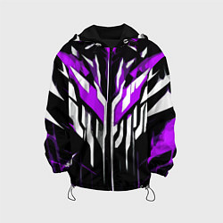 Куртка с капюшоном детская Purple and white abstraction on a black background, цвет: 3D-черный