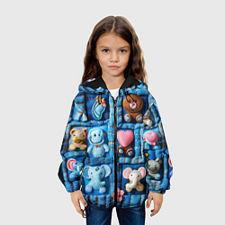 Куртка с капюшоном детская Слоники на пэчворк, цвет: 3D-черный — фото 2