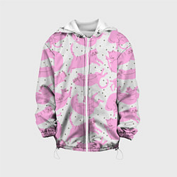 Детская куртка Пухлые спящие розовые котики на фоне в горошек