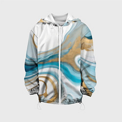 Детская куртка Бело-голубой с золотом абстрактный узор