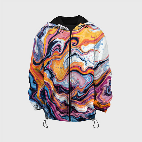 Детская куртка Жидкие разноцветные краски / 3D-Черный – фото 1