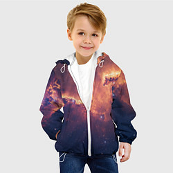 Куртка с капюшоном детская Космические облака и звезды, цвет: 3D-белый — фото 2