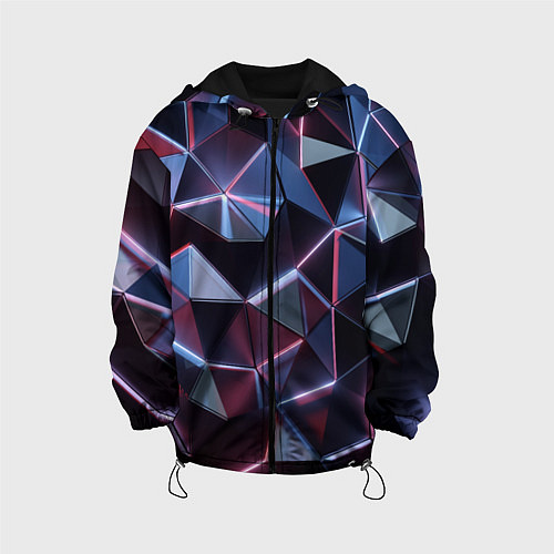 Детская куртка Неоновые геометрические плиты / 3D-Черный – фото 1