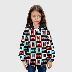 Куртка с капюшоном детская BTS glitch pattern, цвет: 3D-черный — фото 2