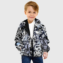 Куртка с капюшоном детская Японский самурай и драконы, цвет: 3D-черный — фото 2