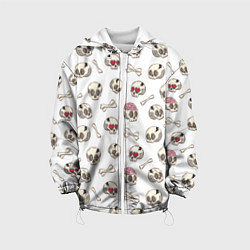 Куртка с капюшоном детская Черепки, цвет: 3D-белый