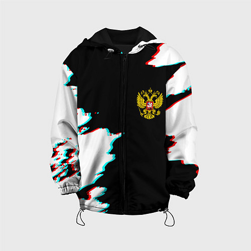 Детская куртка Герб глитч краски / 3D-Черный – фото 1