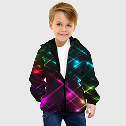 Куртка с капюшоном детская Неоновый свет абстракция, цвет: 3D-черный — фото 2