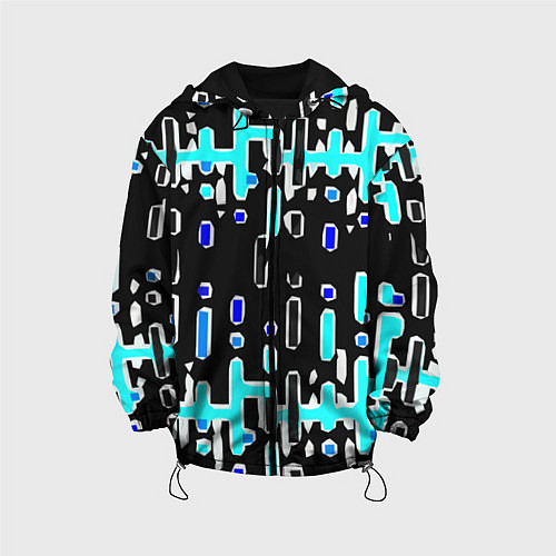 Детская куртка Синие линии и точки на чёрном фоне / 3D-Черный – фото 1