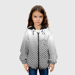 Куртка с капюшоном детская Герб РФ клетка паттерн, цвет: 3D-черный — фото 2