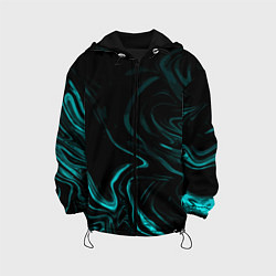 Детская куртка Чёрный с бирюзовыми разводами абстракция