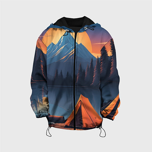 Детская куртка Палатка на берегу озера / 3D-Черный – фото 1