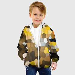 Куртка с капюшоном детская Желто белая мозаика, цвет: 3D-белый — фото 2