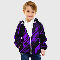 Куртка с капюшоном детская Purple stripes on a black background, цвет: 3D-белый — фото 2