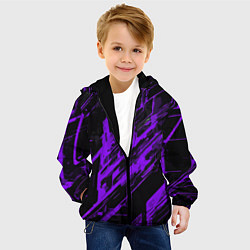 Куртка с капюшоном детская Purple stripes on a black background, цвет: 3D-черный — фото 2