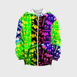 Куртка с капюшоном детская Marshmello pattern neon steel, цвет: 3D-белый