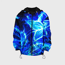 Куртка с капюшоном детская Огненный синий цветок, цвет: 3D-черный