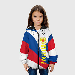 Куртка с капюшоном детская Флаг России, паттерн, цвет: 3D-черный — фото 2