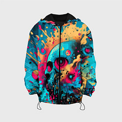 Куртка с капюшоном детская Абстракция с черепом - нейроарт, цвет: 3D-черный