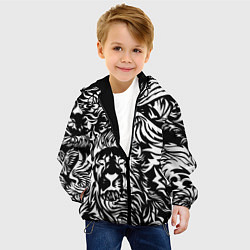 Куртка с капюшоном детская Лев и орел в виде узоров, цвет: 3D-черный — фото 2