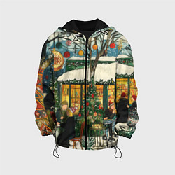 Куртка с капюшоном детская Новогодние посиделки, цвет: 3D-черный