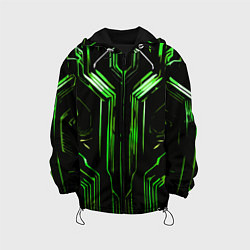 Куртка с капюшоном детская Green stripes on a black background, цвет: 3D-черный