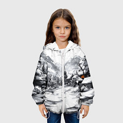 Куртка с капюшоном детская Город в снегу перед новым годом, цвет: 3D-белый — фото 2
