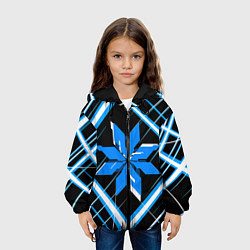 Куртка с капюшоном детская Сине-белая звезда и полосы на чёрном фоне, цвет: 3D-черный — фото 2