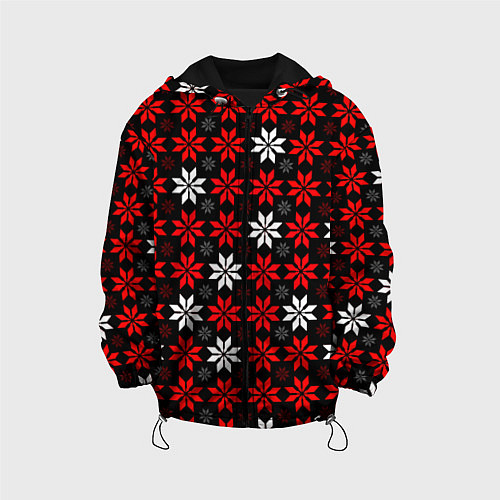 Детская куртка Red and white stars on a black background / 3D-Черный – фото 1