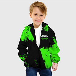 Куртка с капюшоном детская Arctic Monkeys - Зеленые брызги, цвет: 3D-черный — фото 2